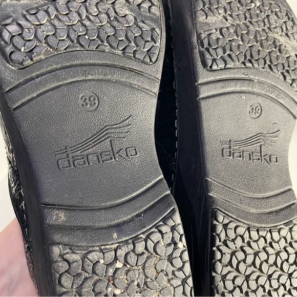 Dansko Black Tooled Leather Slip On Clogs Professional 39 - Picture 10 of 11